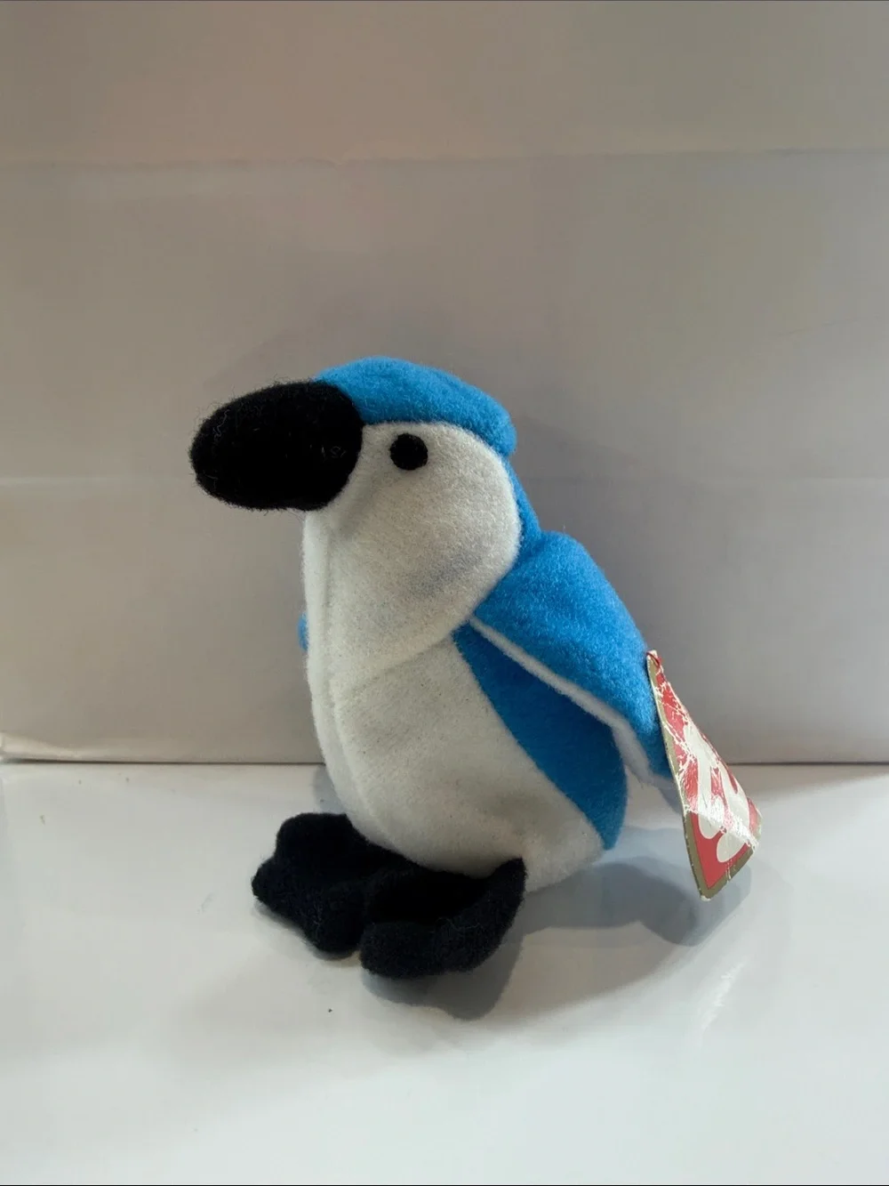 Valuable Ty Blue White and Black Plush Parrot Toy